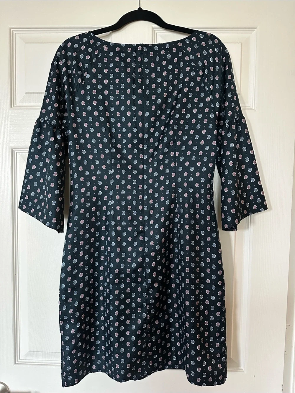 Banana Republic Navy Paisley-Print Midi Dress with Bell Sleeves